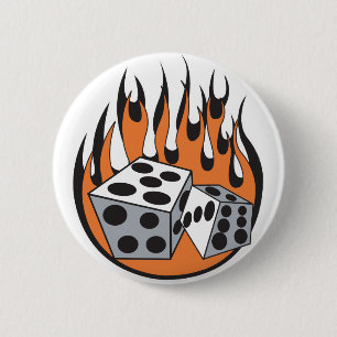 Badge Rond 5 Cm conception de dés enflammés rétro