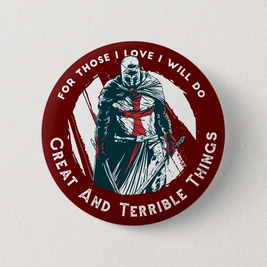 Badge Rond 5 Cm Conception de devis de Chevalier brave (Devant)