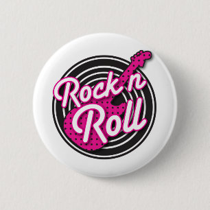 Badge Rond 5 Cm Conception de disque de rockabilly de petit pain