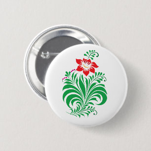 Badge Rond 5 Cm Conception de fleurs florales ornementales – Éléga