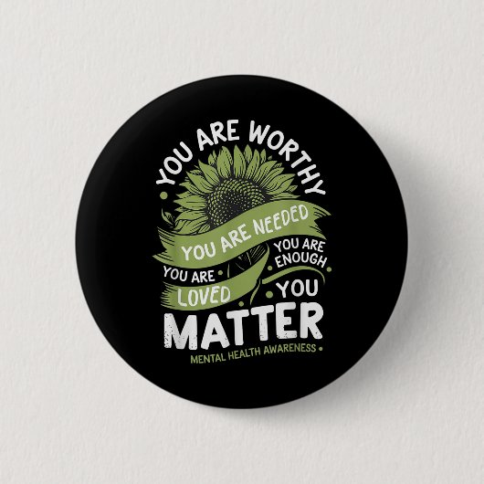 Badge Rond 5 Cm Conception de force de tournesol de sensibilisatio (Devant)