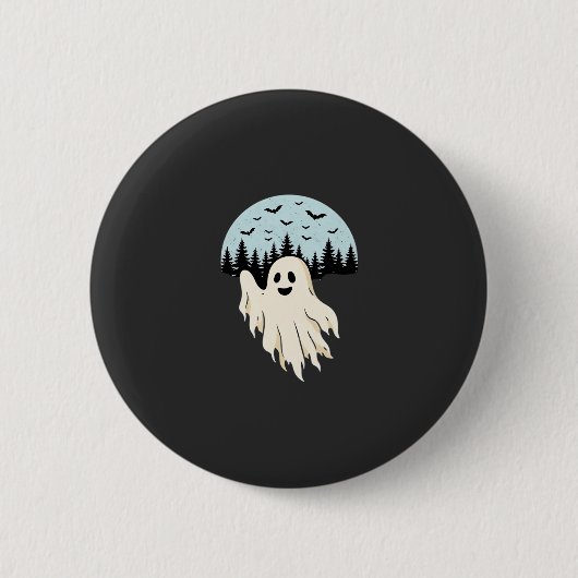 Badge Rond 5 Cm Conception de forêt de lune de fantôme d'Halloween (Devant)