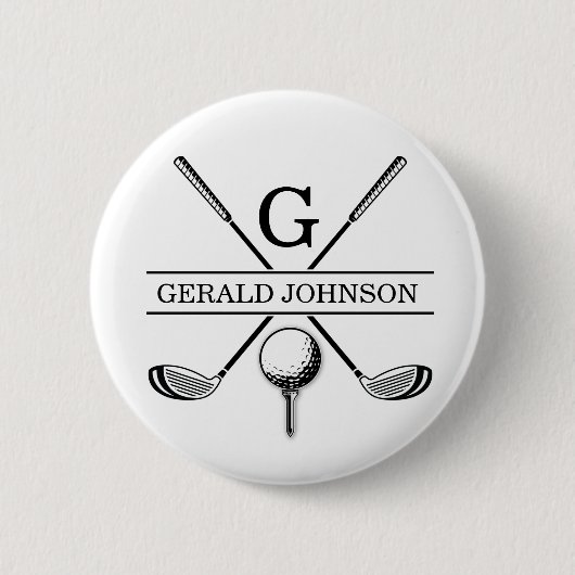 Badge Rond 5 Cm Conception de golf avec Modèle Monogramme de couro (Devant)