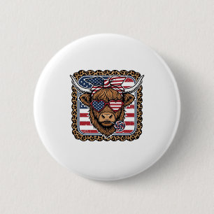 Badge Rond 5 Cm Conception de gravure vintage de vache des Highlan