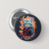 Badge Rond 5 Cm Conception de guerrier chat ninja mignon (Devant & derrière)
