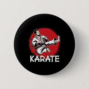 Badge Rond 5 Cm Conception de karaté homme faisant un coup de pied