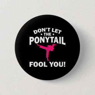 Badge Rond 5 Cm Conception de karaté pour fille drôle Enfants Femm