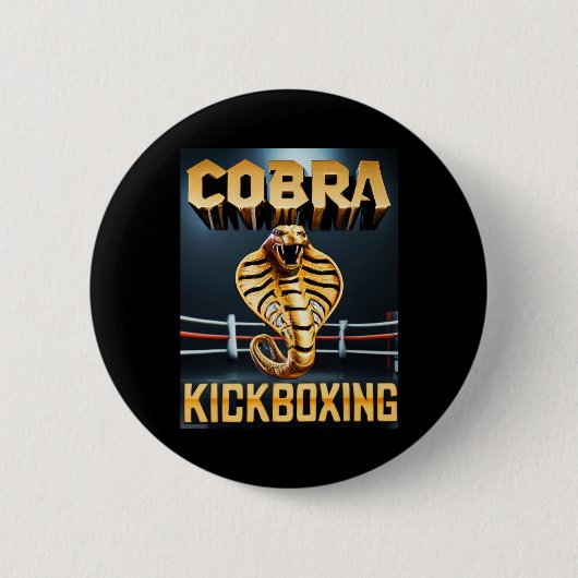 Badge Rond 5 Cm Conception de kickboxing Cobra par Don Castillo (Devant)