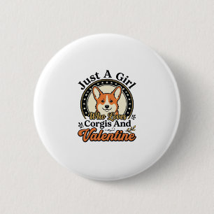 Badge Rond 5 Cm Conception de la Saint-Valentin Corgi pour les ama