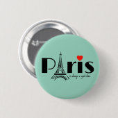 Badge Rond 5 Cm Conception de la Tour Eiffel de Paris (Devant & derrière)
