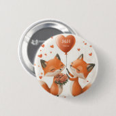 Badge Rond 5 Cm Conception de l'amour renard avec initiales person (Devant & derrière)