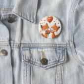 Badge Rond 5 Cm Conception de l'amour renard avec initiales person (En situation)