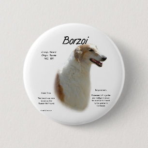 Badge Rond 5 Cm Conception de l'histoire de Borzoi