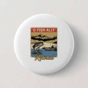 Badge Rond 5 Cm Conception de maillot de pêche vintage O-Fish-Ally