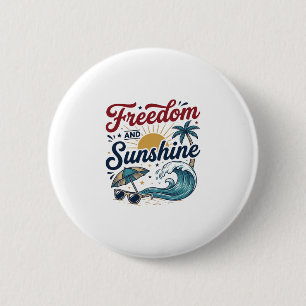 Badge Rond 5 Cm Conception de maillot de plage vintage Liberté Et 