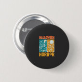 Badge Rond 5 Cm Conception de maison hantée Halloween Lune squelet (Devant & derrière)