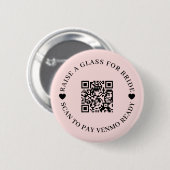 Badge Rond 5 Cm Conception de mariée de futur marié de code QR amu (Devant & derrière)