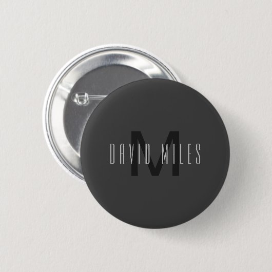 Badge Rond 5 Cm Conception de monogramme minimal moderne éditable (Devant & derrière)