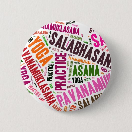 Badge Rond 5 Cm Conception de mots de yoga (Devant)
