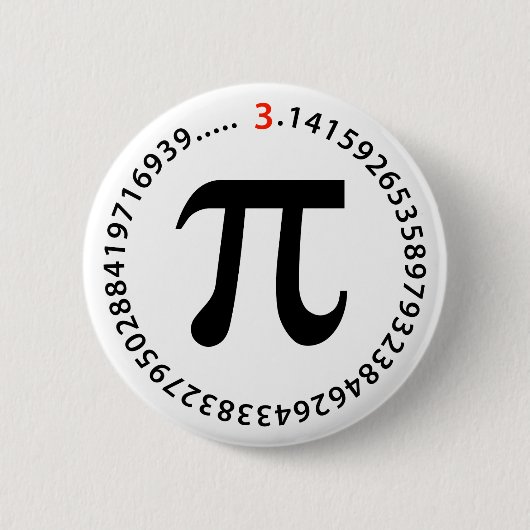 Badge Rond 5 Cm Conception de nombre de pi (Devant)