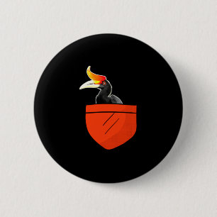Badge Rond 5 Cm Conception de performance d'oiseau de rhinocéros d