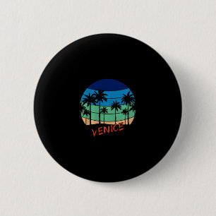 Badge Rond 5 Cm Conception de plage de coucher de soleil rétro vin