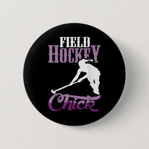 Badge Rond 5 Cm Conception de poulet de hockey sur gazon pour les