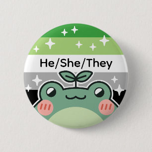 Badge Rond 5 Cm Conception de Pronoun Aromantic Fierté Drapeau Gre