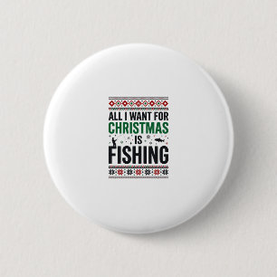 Badge Rond 5 Cm Conception de pull moche de pêche à Noël