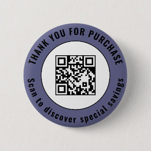 Badge Rond 5 Cm Conception de QR promotionnel bleu marine Merci Sc