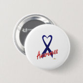 Badge Rond 5 Cm Conception de sensibilisation au ruban bleu foncé (Devant & derrière)