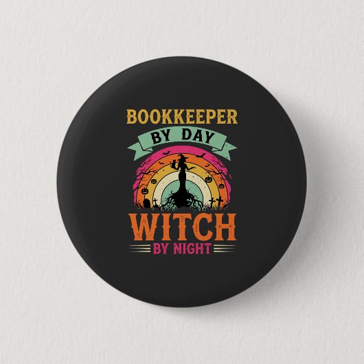 Badge Rond 5 Cm Conception de sorcière de nuit de comptable de jou (Devant)