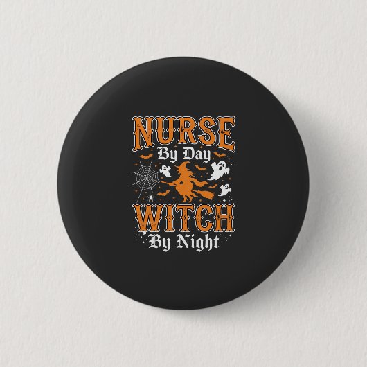 Badge Rond 5 Cm Conception de sorcière infirmière Halloween (2) (Devant)