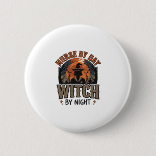 Badge Rond 5 Cm Conception de sorcière infirmière vintage Hallowee
