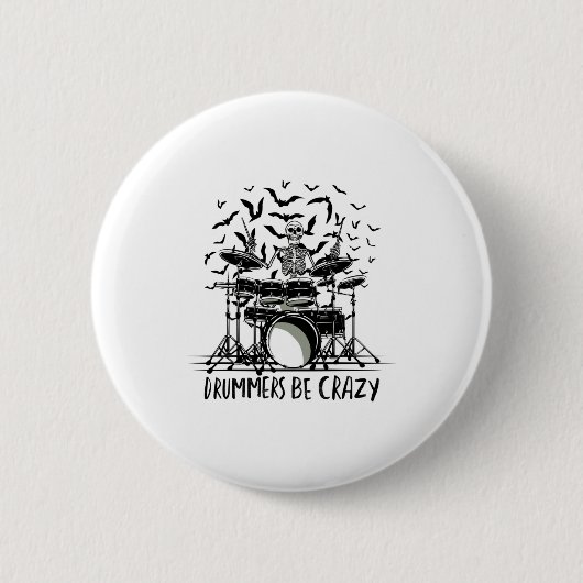 Badge Rond 5 Cm Conception de squelette de batteur fou (Devant)