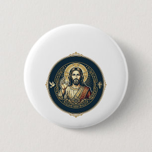 Badge Rond 5 Cm Conception de T-Shirt artistique numérique Jésus i