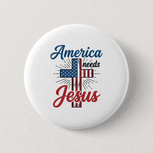 Badge Rond 5 Cm Conception de t-shirt croix patriotique L'Amérique