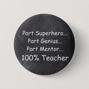 Badge Rond 5 Cm Conception de tableau noir de professeur de génie 