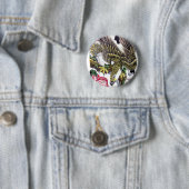 Badge Rond 5 Cm Conception de tatouage Aigle & Chrysanthème (En situation)