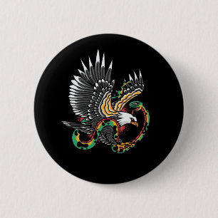Badge Rond 5 Cm Conception de tatouage aigle contre serpent