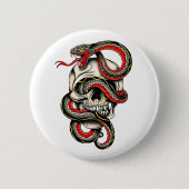 Badge Rond 5 Cm Conception de tatouage au crâne viper (Devant)