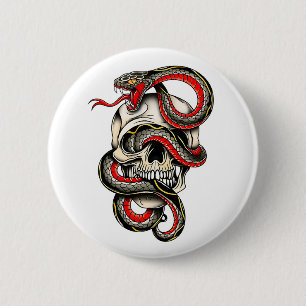Badge Rond 5 Cm Conception de tatouage au crâne viper