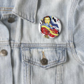 Badge Rond 5 Cm conception de tatouage de geisha (En situation)