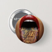 Badge Rond 5 Cm conception de tatouage de langue (Devant & derrière)