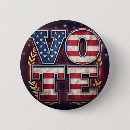 Badge Rond 5 Cm Conception de typographie de drapeau américain VOT (Devant)