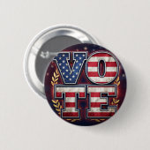 Badge Rond 5 Cm Conception de typographie de drapeau américain VOT (Devant & derrière)