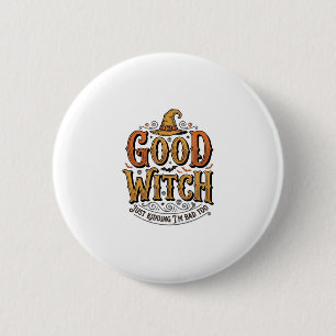 Badge Rond 5 Cm Conception de typographie Halloween sorcière genti