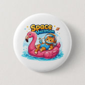 Badge Rond 5 Cm Conception de vacances de chat spatial Kawaii (Devant)
