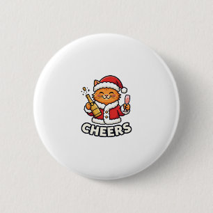 Badge Rond 5 Cm Conception de vecteur de chat de Noël Cheers