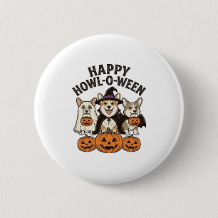 Badge Rond 5 Cm Conception de vecteur de chien de Halloween de Cor
